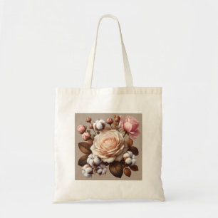 Tela Rubor Rosa rosa flores bolso de compras floridas
