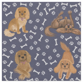 Tela Ruby Cavalier King Charles Spaniel Fabric