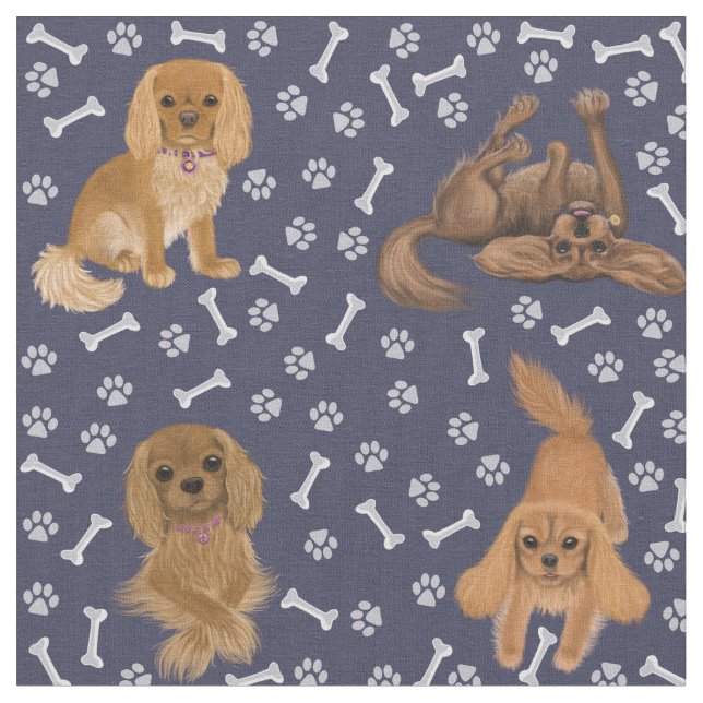 Tela Ruby Cavalier King Charles Spaniel Fabric (De cerca)
