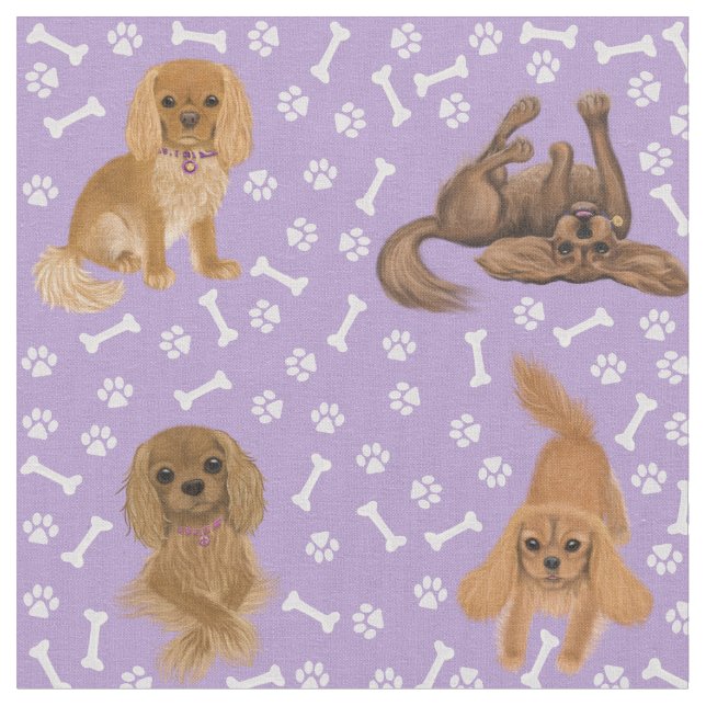 Tela Ruby Cavalier King Charles Spaniel Fabric (De cerca)