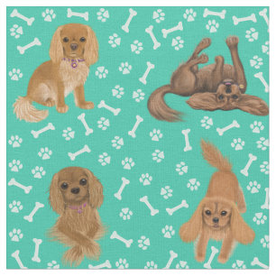 Tela Ruby Cavalier King Charles Spaniel Fabric