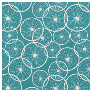Tela Ruedas de bicicleta Patrón azul y blanco