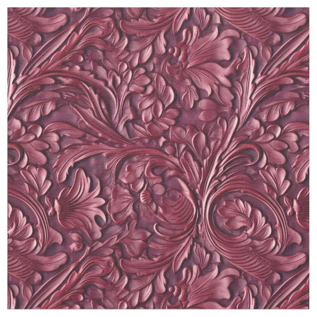Tela Rustic burgundy tooled leather (De cerca)