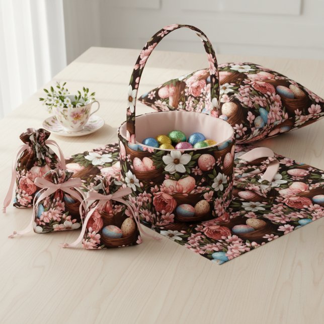 Tela Rustic Easter Eggs & Wicker Basket Floral Fabric (Rustic Easter Eggs & Wicker Basket Floral Fabric)