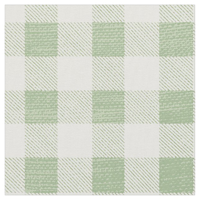 Tela Rustic Neutral Sage Gingham Buffalo Plaid (De cerca)