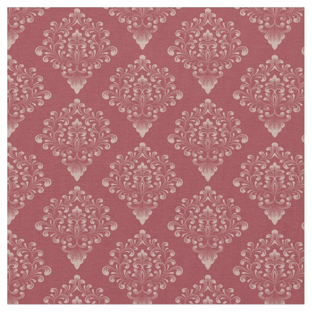 Tela Rustic Red Damask (De cerca)