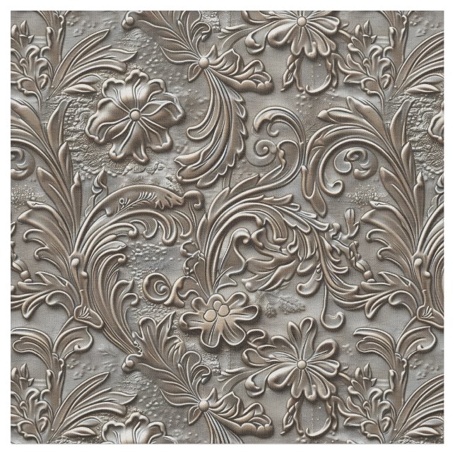 Tela Rustic taupe tooled leather (De cerca)