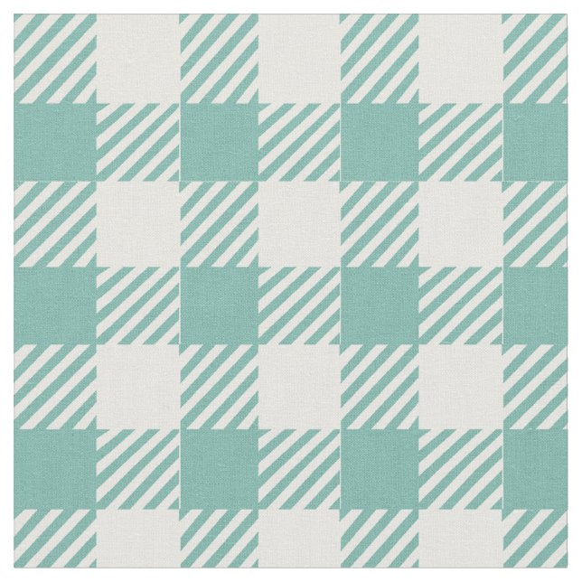 Tela Rustic Verde azulada Gingham Buffalo Plaid (De cerca)