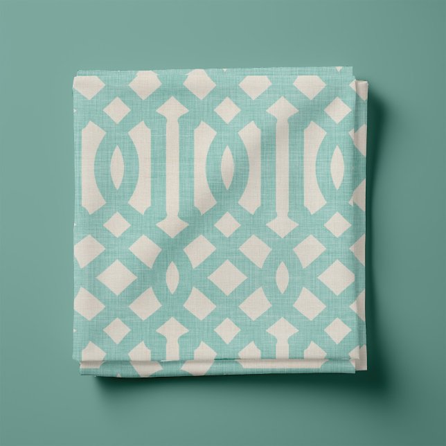 Tela Rústico Linen Beige y Aqua Trellis (Subido por el creador)