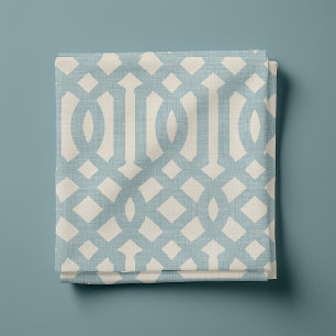 Tela Rústico Linen Beige y Blue Trellis