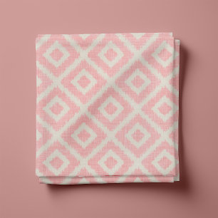 Tela Rústico Linen Beige y diamantes de Ikat rosado