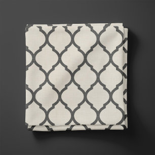 Tela Rústico Linen Beige y Quatrefoil Gris marroquí
