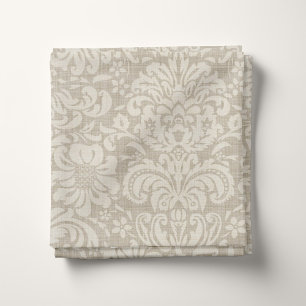 Tela Rústico Linen Beige y Taupe Floral Damask
