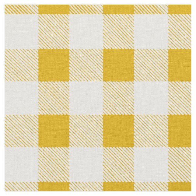 Tela Rústico Mustard Yellow Gingham Buffalo Plaid (De cerca)