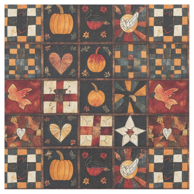 Tela Rústico Patchwork | Patrón de tallo otoñal de arte (De cerca)