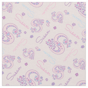 Tela S monograma y nombre personalizado Susan fabric