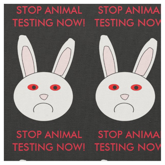 Tela Sad Lab Rabbit Stop Animal Testing Craft Fabric (De cerca)