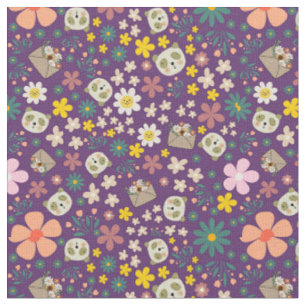 Tela Safari adorable y rosa púrpura floral botánico