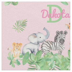 Tela Safari   Animales de la jungla   Bebé Monograma v