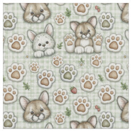 Tela Sage Verde Beige Gingham Estampado de Huella de Ga