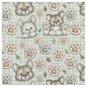 Tela Sage Verde Beige Gingham Estampado de Huella de Ga