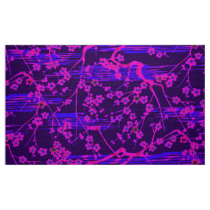 Tela SAKURA AZUL ROSA FLORECE Patrón floral japonés