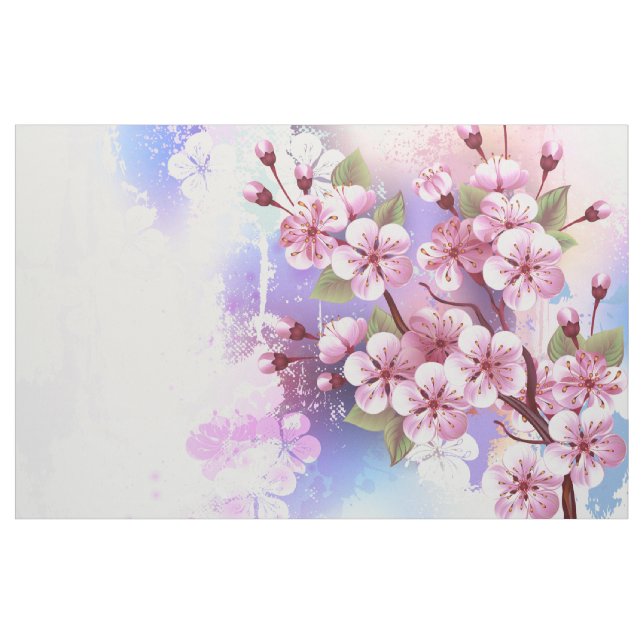 Tela Sakura rosa sobre fondo de pintura (Yarda)