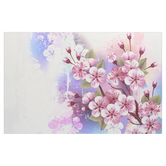 Tela Sakura rosa sobre fondo de pintura (Yarda)