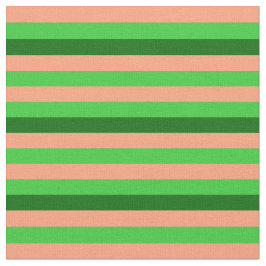 Tela Salmón claro, verde animo y rayas verdes oscuras