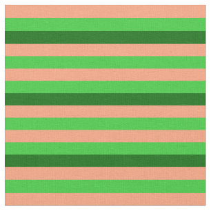 Tela Salmón claro, verde animo y rayas verdes oscuras