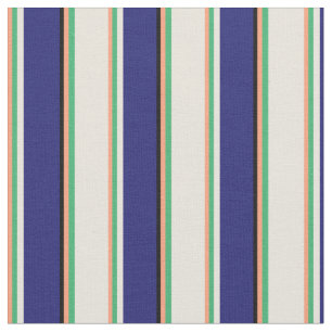 Tela Salmón claro, verde marino, beige, azul y negro
