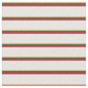 Tela Salmón claro, verde oscuro, patrón rojo y blanco