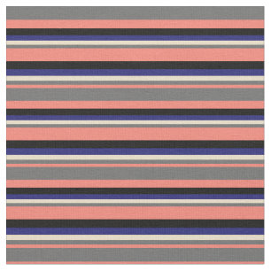 Tela Salmón, gris oscuro, tan, azul y negro medianoche