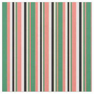 Tela Salmón, verde marino, tan, negro y blanco