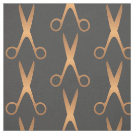 Tela Salón de pelo barbero tijeras de oro patrón gris o