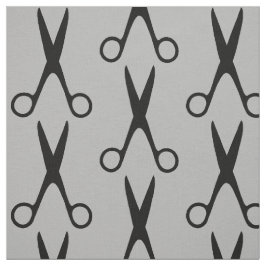 Tela Salón de pelo barbero tijeras negras patrón gris