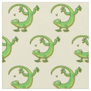 Tela Saludos felices de gecko verde lindo con personali
