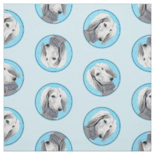 Tela Saluki Pintura Plata Feathered Original Perro Arte