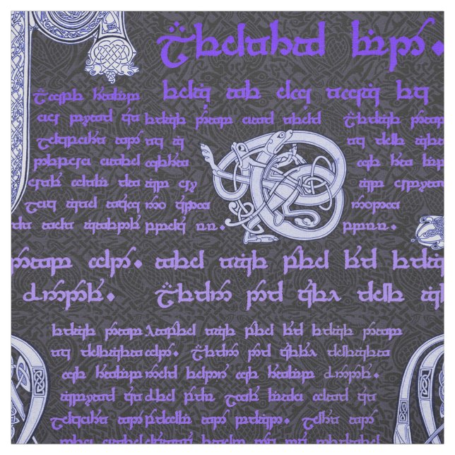 Tela Sampler celta en negro y púrpura (Retal)