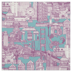 Tela San Francisco toile púrpura turquesa azul