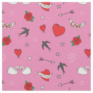 Tela San Valentín retro adorna el patrón rosado