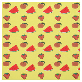 Tela sandía, fresas y melocotones en amarillo