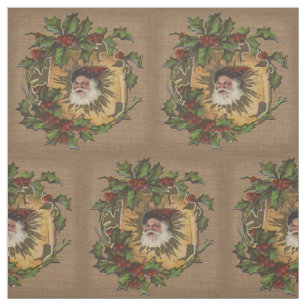 Tela Santa Antiguo Vintage Navidad Acebo