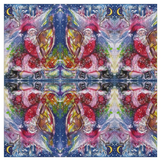 Tela SANTA CLAUS JUGANDO A HARP EN Navidades DE LUZ DE  (Retal)