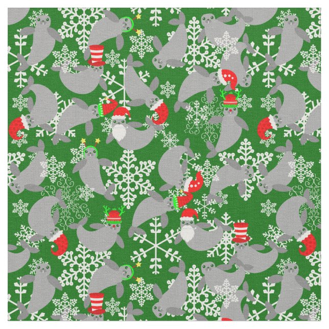 Tela santa claus navidades manatee green (De cerca)