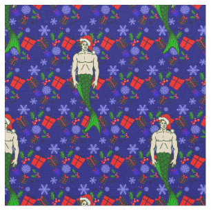 Tela santa claus redhead merman feos regalos de sirena