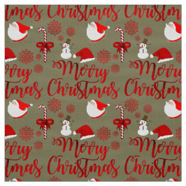 Tela Santa Claus Snowman Candy Cane Christmastide