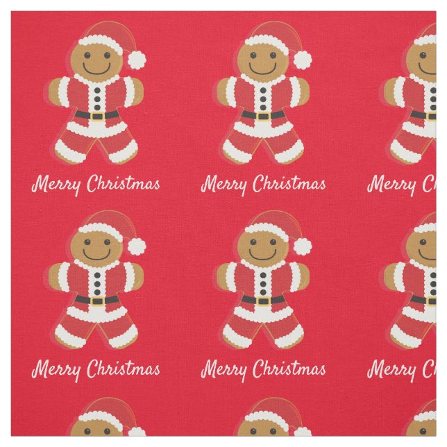 Tela Santa Gingerbread Man Feliz Navidad (Retal)