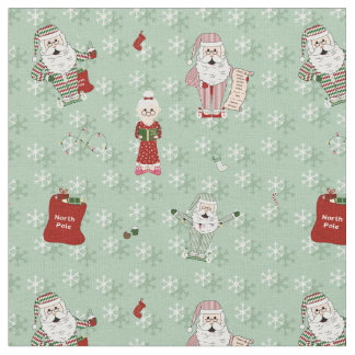 Tela Santa y la Sra. Claus en Pajama's y Nightgown