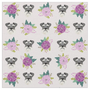 Tela schnauzer caras flores de lavanda